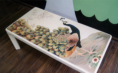 家装茶几手绘「百鸟之王」