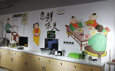 合肥水饺馆中式手绘墙、墙绘壁画